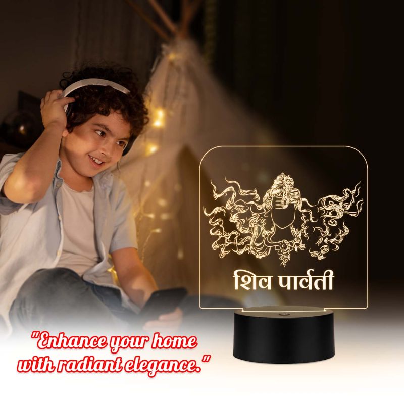 3D Illusion Lord Shiva Parvati Led Night lamp with Warm White Light Home Decoration lamp